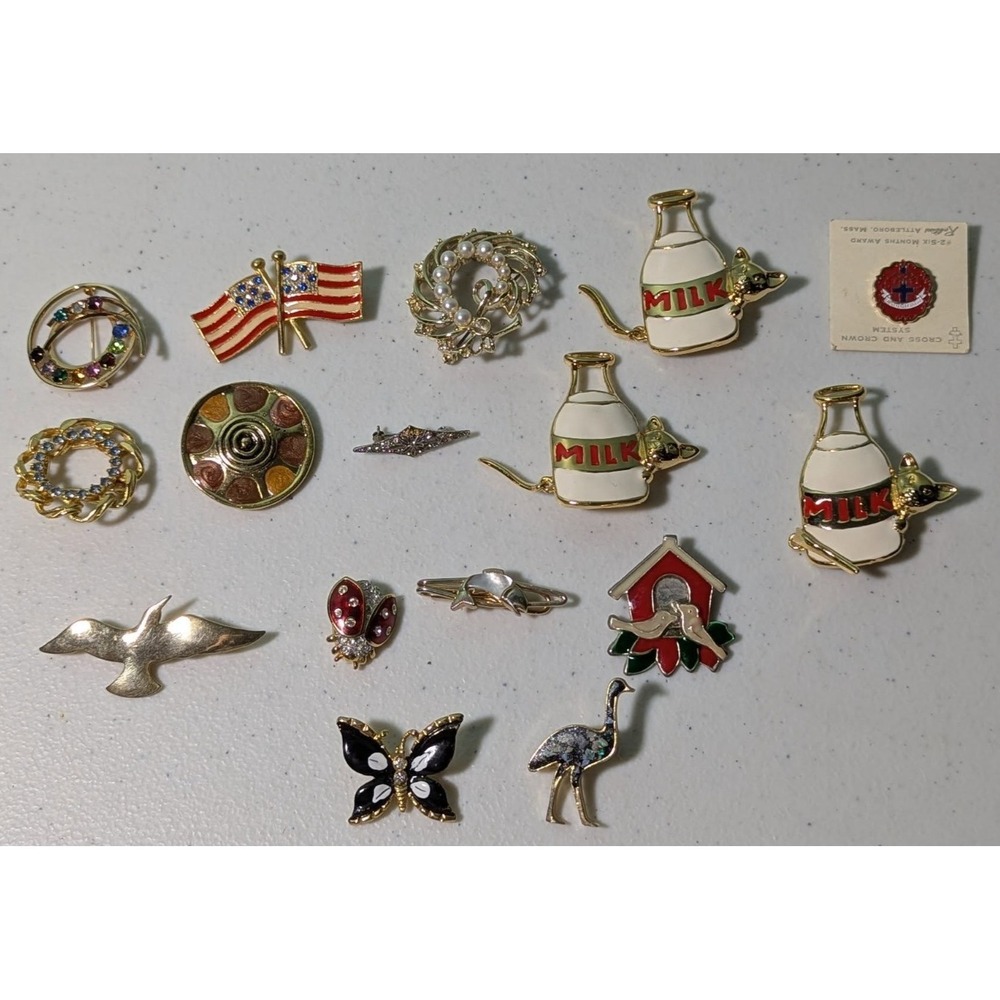 Brooches Animal Bug Butterfly Jeweled 16 Total